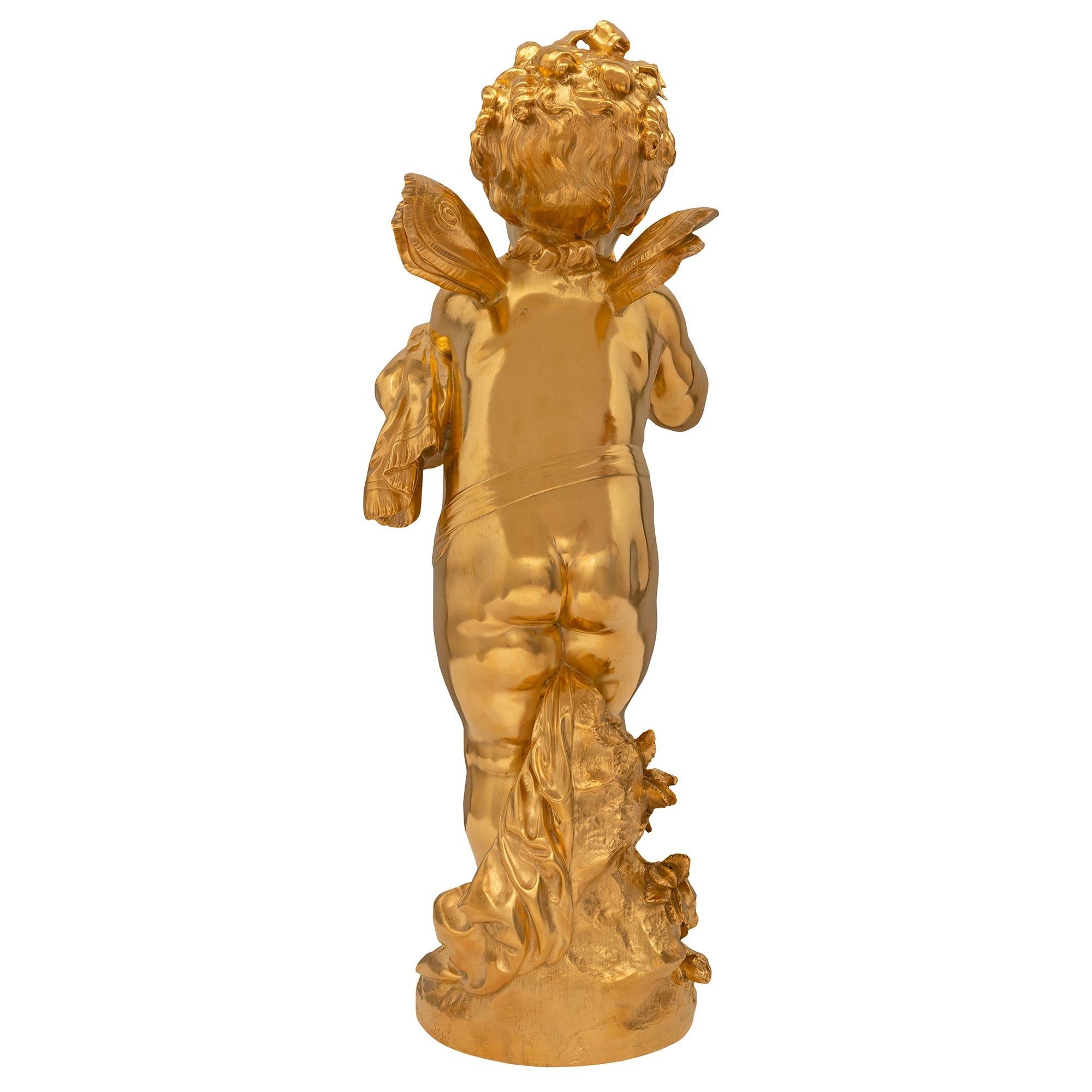 Français Statue française du 19ème siècle en bronze doré de style Louis XVI de la période Belle poque en vente