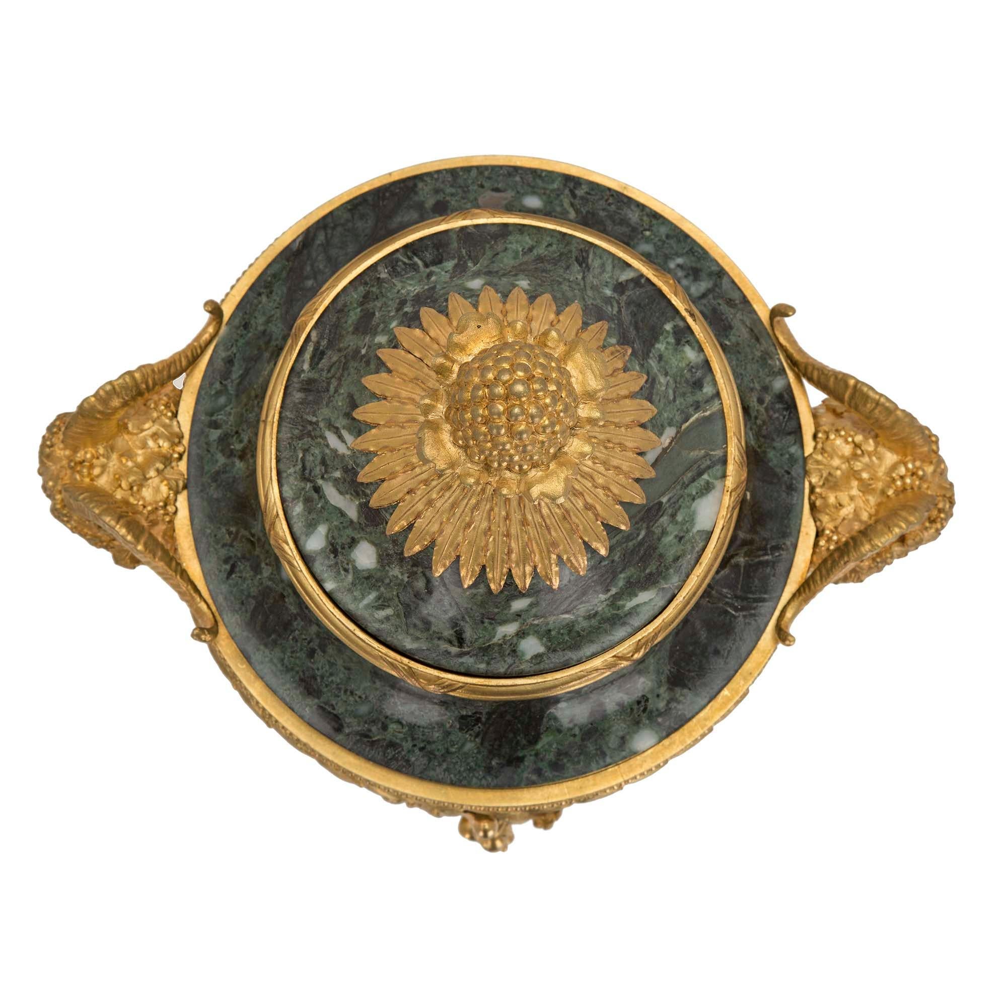 Ormolu French 19th Century Louis XVI St. Belle Époque Period Vert Antique Marble Urns For Sale