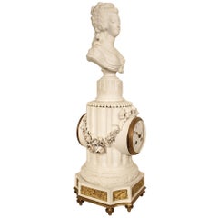 French 19th Century Louis XVI St. Biscuit De Sèvres Garniture Clock Set