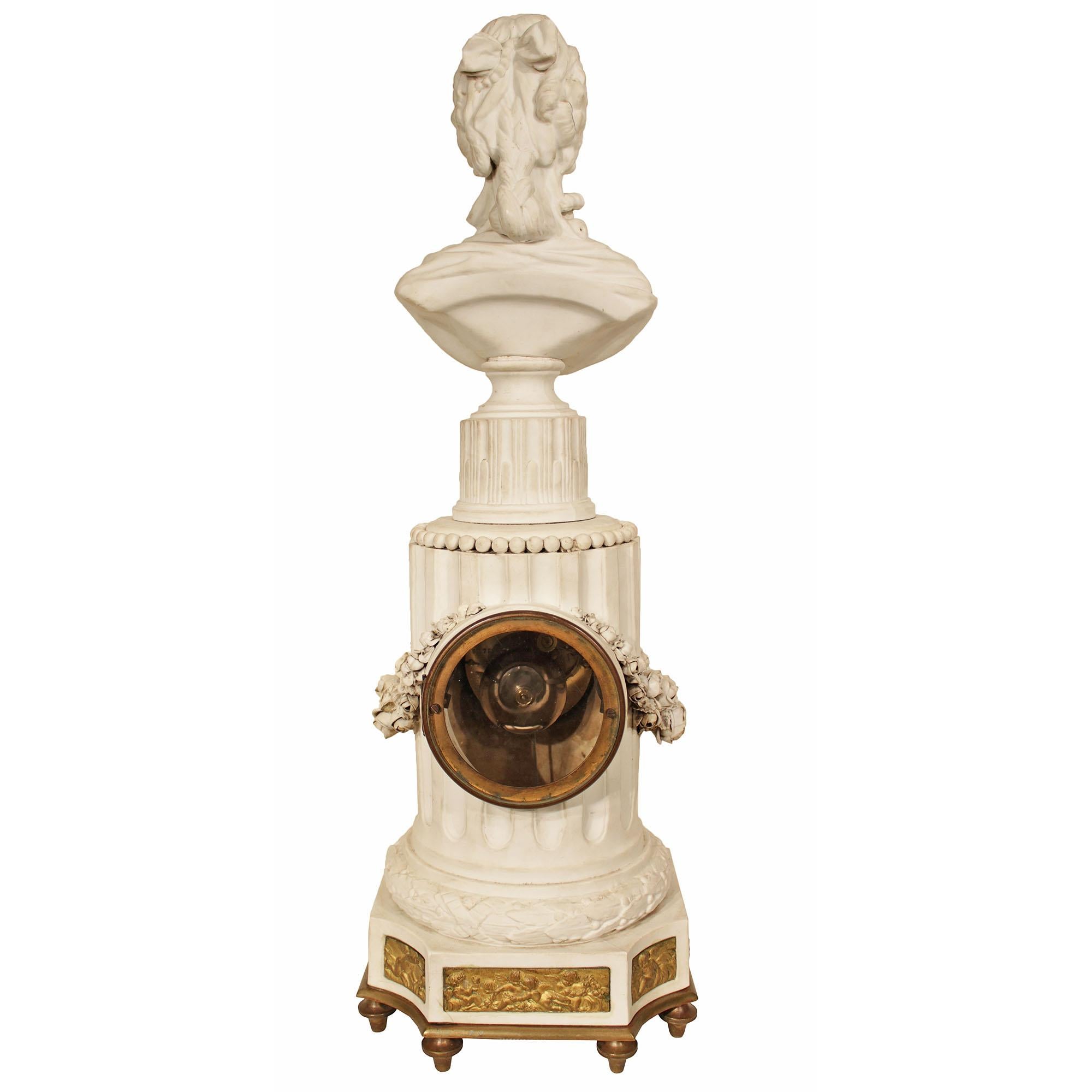French 19th Century Louis XVI St. Biscuit De Sèvres Garniture Clock Set For Sale 3