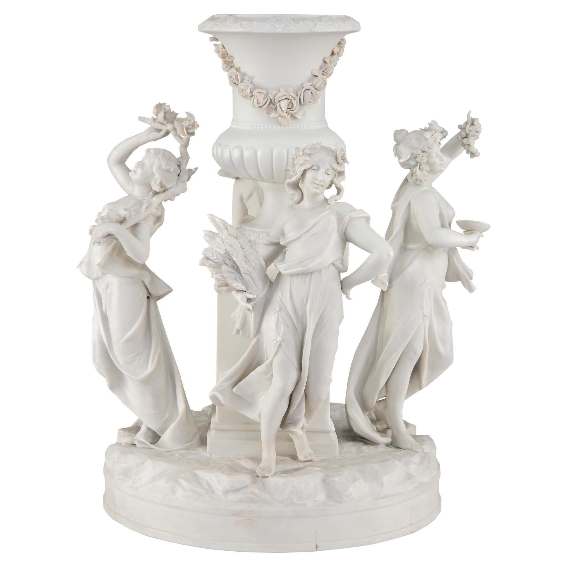French 19th Century Louis XVI St. Biscuit De Sèvres Porcelain Centerpiece For Sale