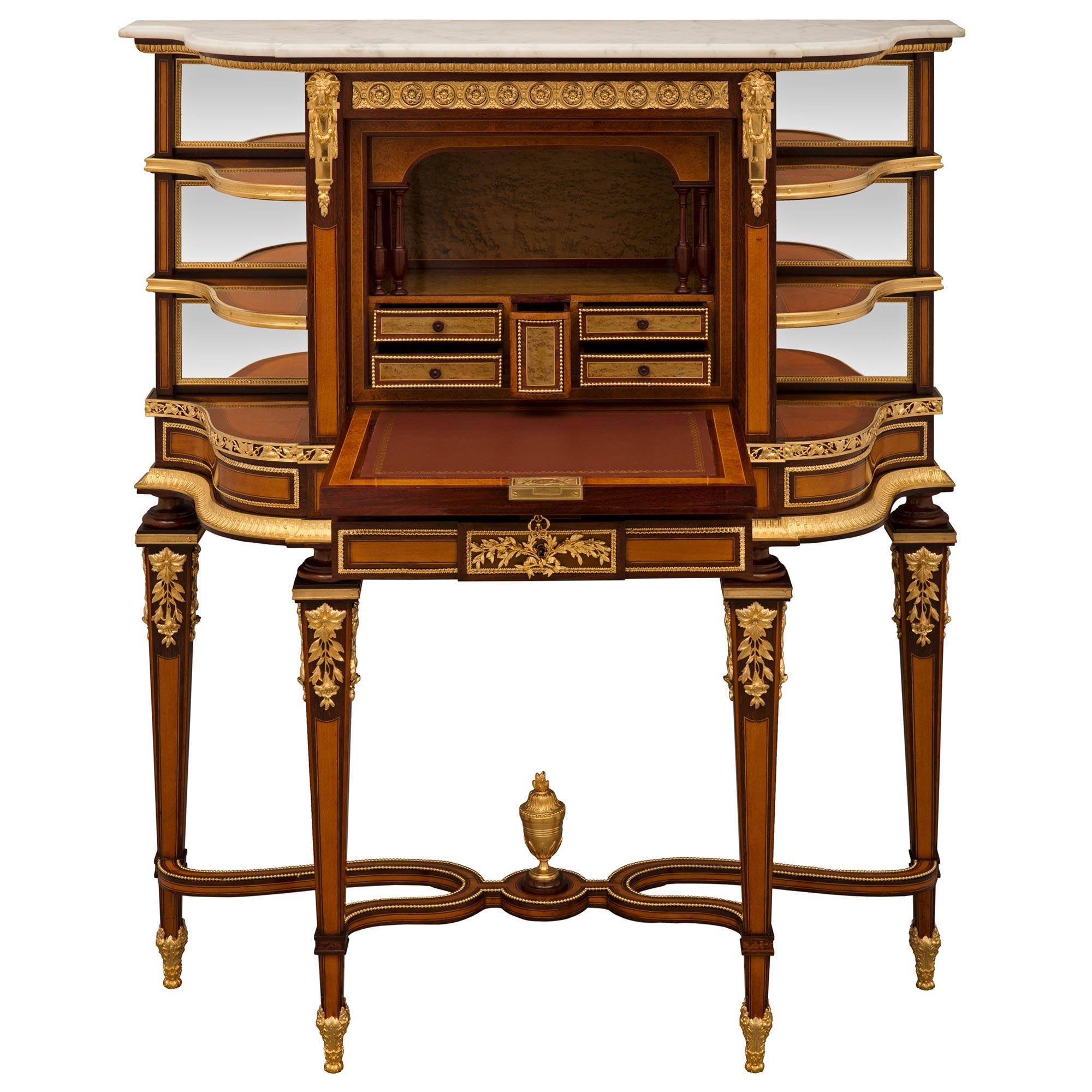 Belle Époque French 19th Century Louis XVI St. “Bonheur Du Jour” Desk, Signed Roux Et Cie For Sale