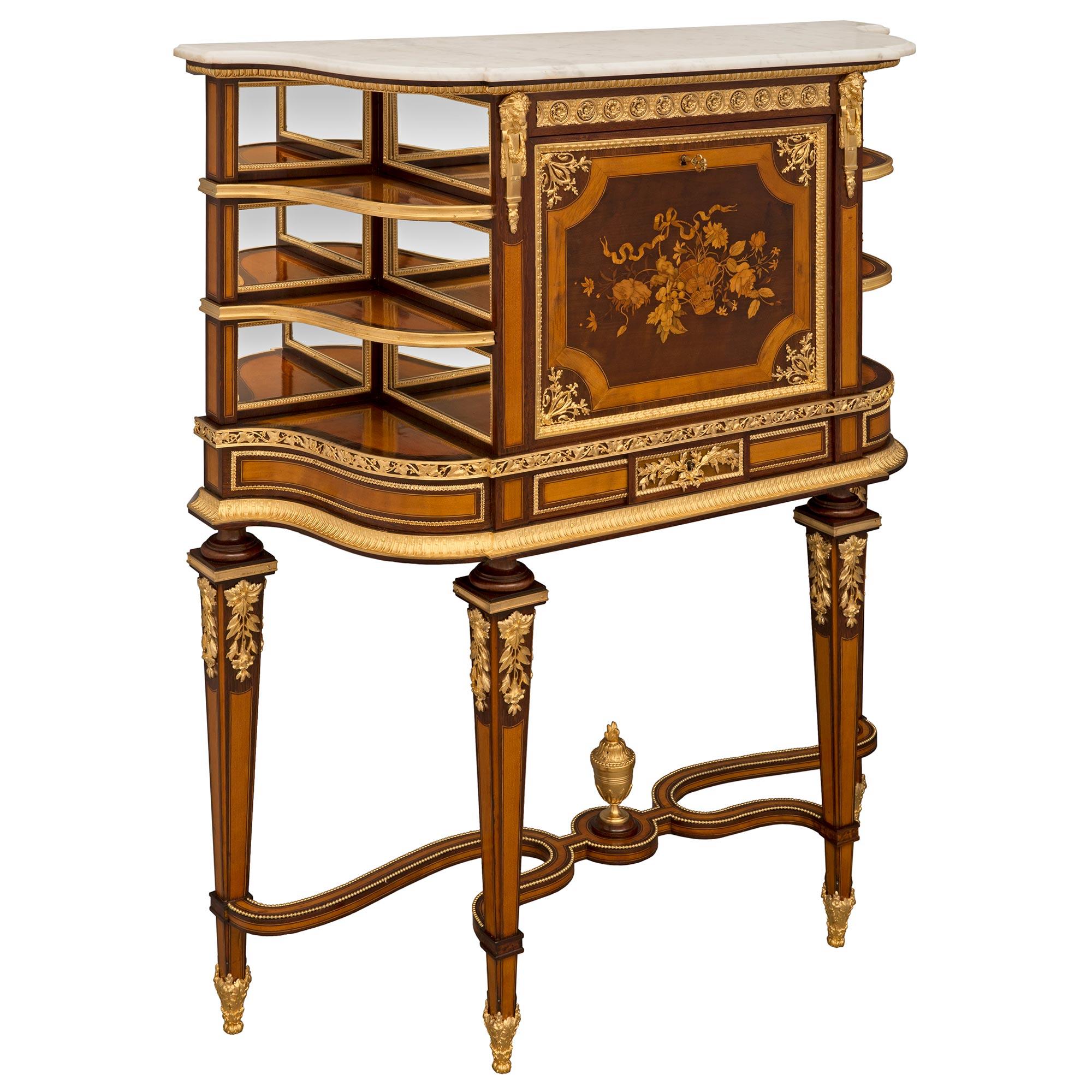 French 19th Century Louis XVI St. “Bonheur Du Jour” Desk, Signed Roux Et Cie In Good Condition For Sale In West Palm Beach, FL