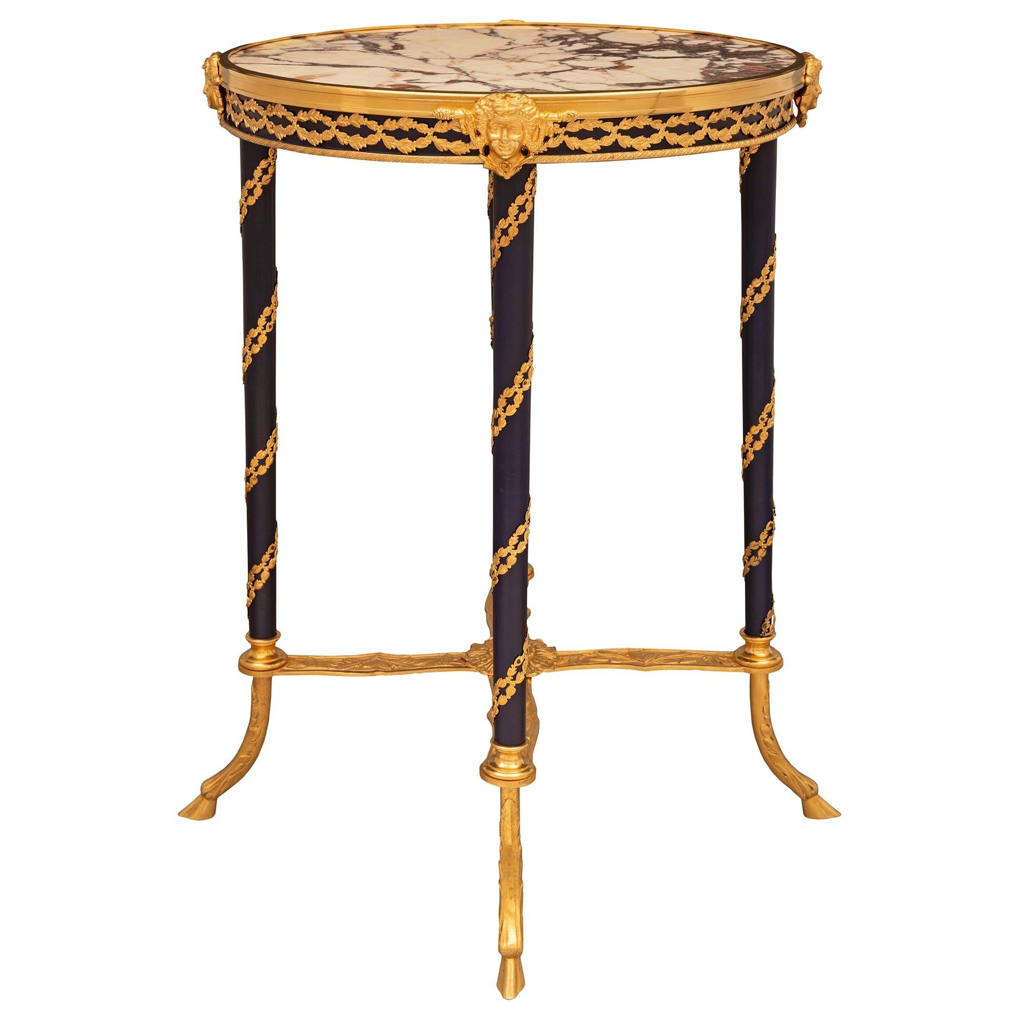 French 19th Century Louis XVI St. Bonze, Marble, and Ormolu Side Table In Good Condition In West Palm Beach, FL