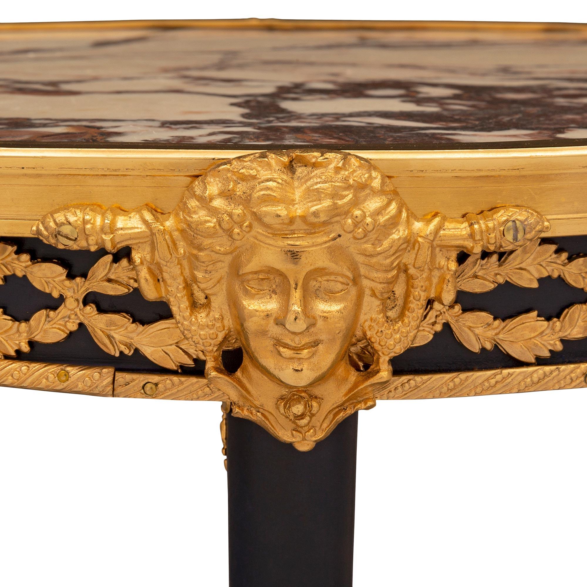 Bronze French 19th Century Louis XVI St. Bonze, Marble, and Ormolu Side Table