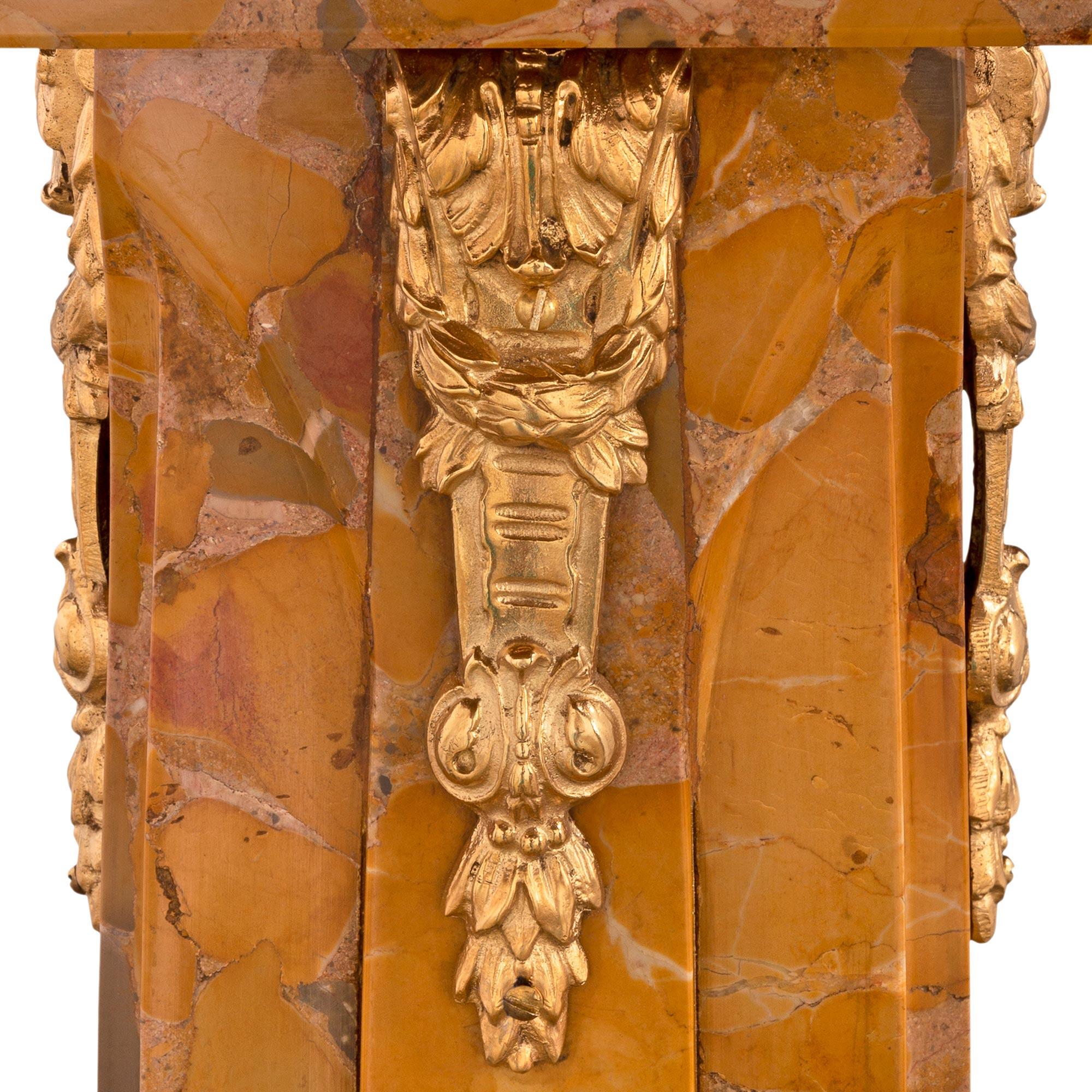 French 19th Century Louis XVI St. Brèche D’Alep Marble & Ormolu Pedestal Column For Sale 2