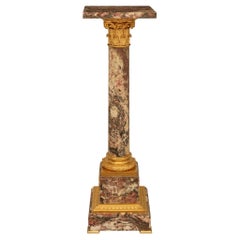 French 19th century Louis XVI st. Breche Violette Marble and Ormolu pedestal