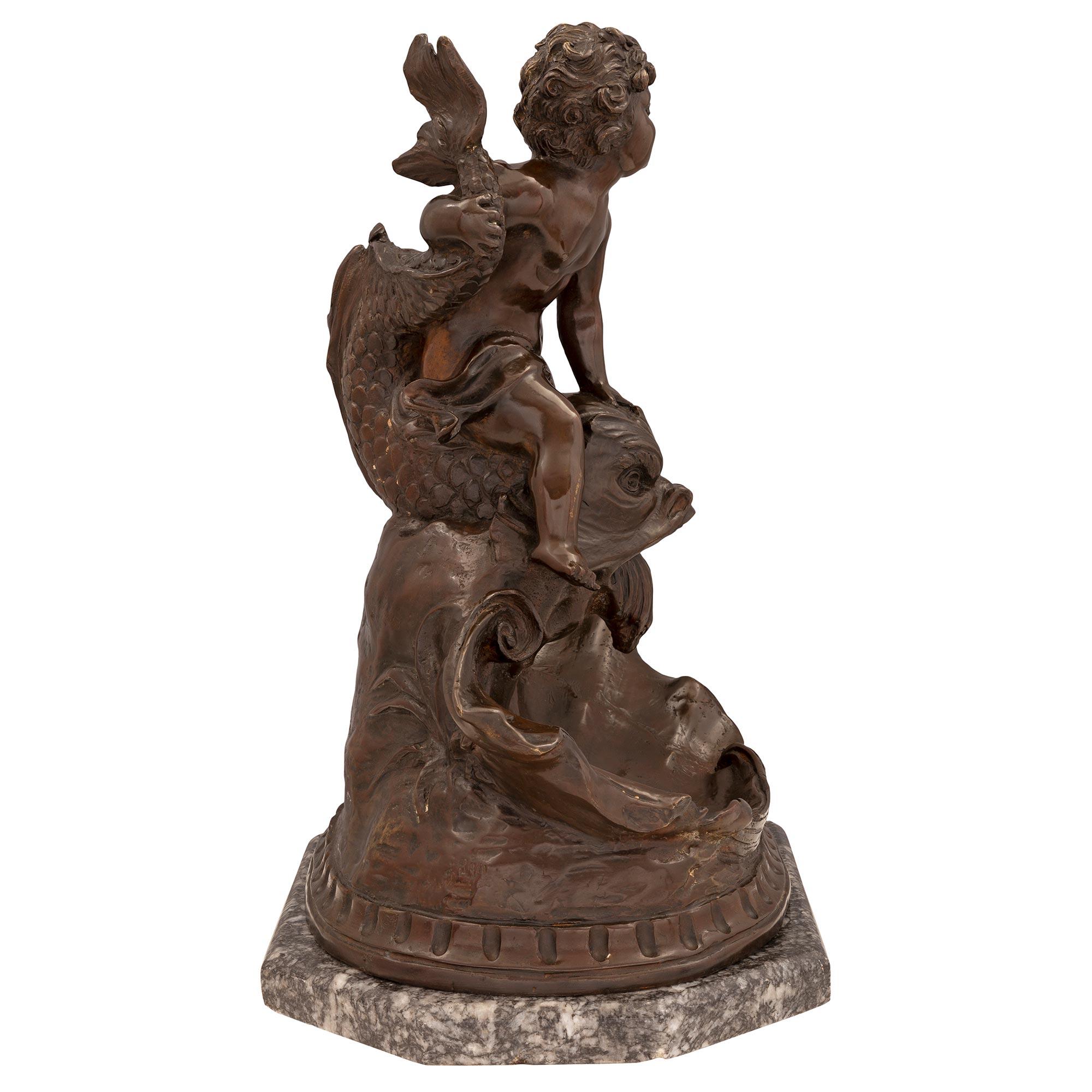 Französische Bildhauerei in Bronze und Marmor, signiert Kinsburger, Louis-XVI.-Stil, 19. Jahrhundert (Louis XVI.) im Angebot