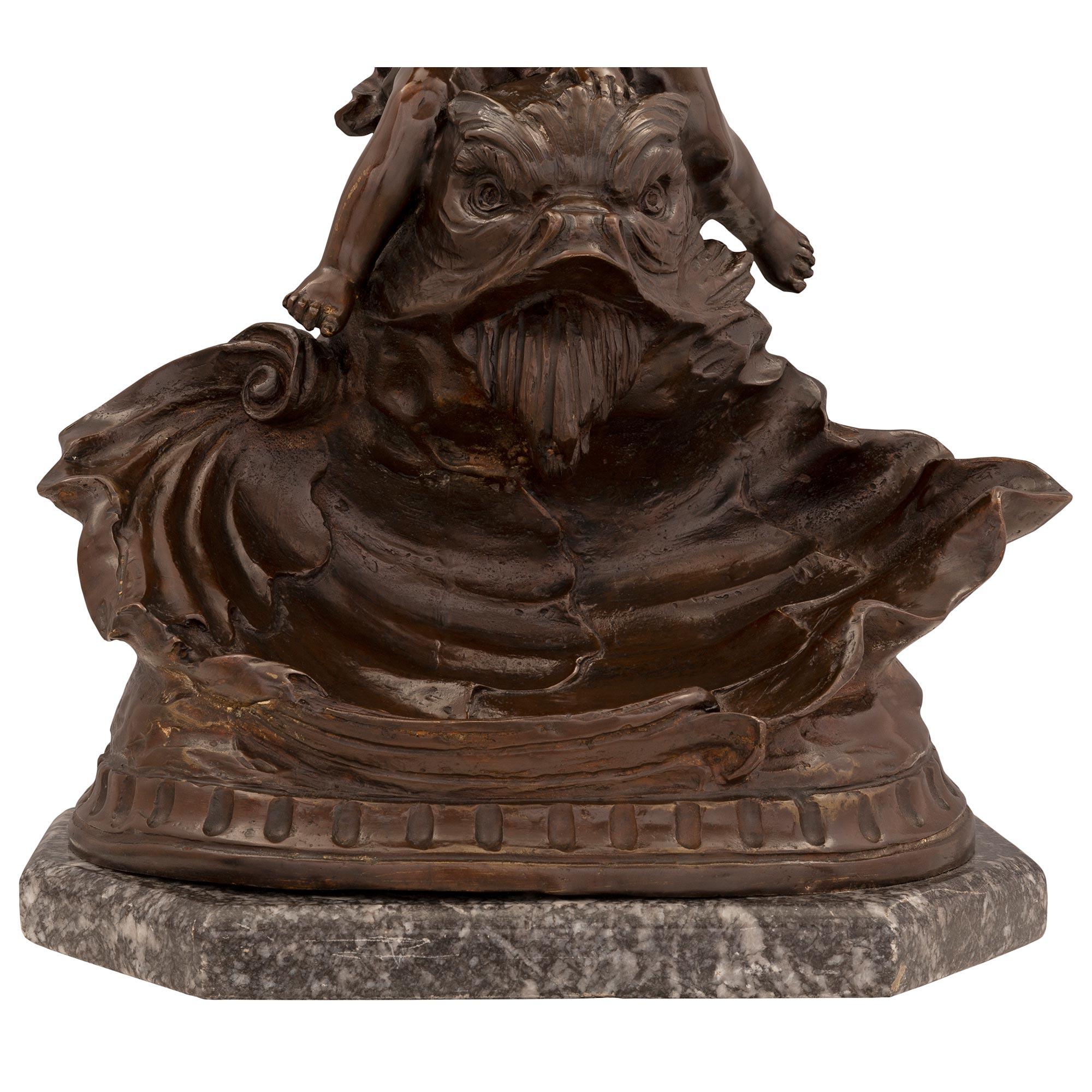 French 19th Century Louis XVI St. Bronze and Marble Statuary Signed Kinsburger For Sale 2