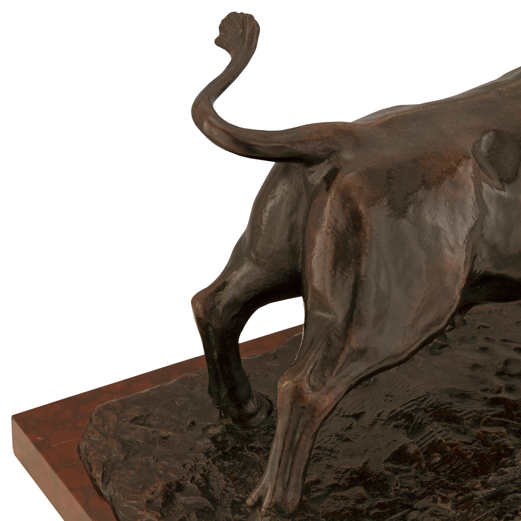 French 19th Century Louis XVI St. Bronze and Marble Statue of a Bull For Sale 2