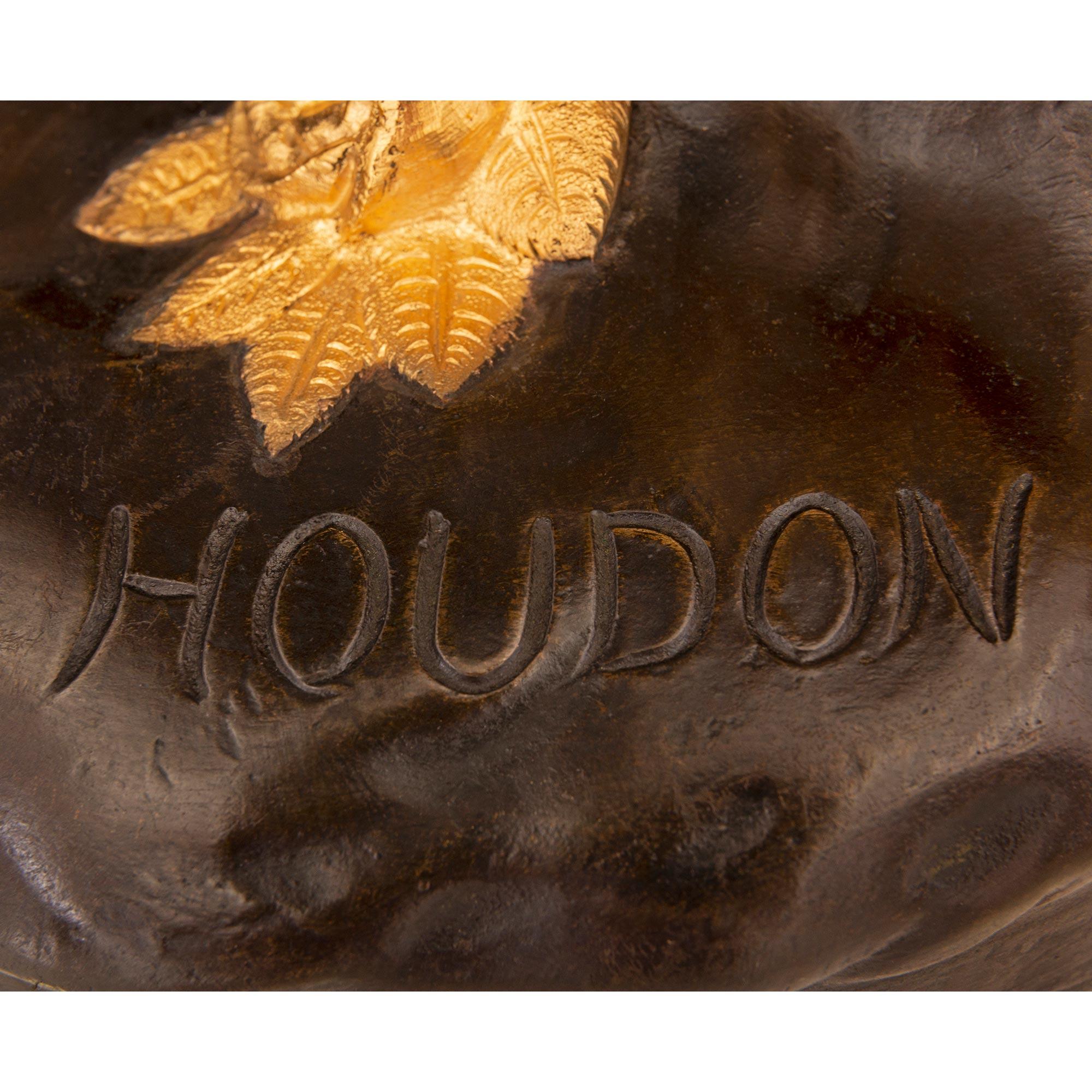 Französische Louis-XVI-Stil-Statue aus Bronze und Goldbronze, signiert Houdon, 19. Jahrhundert im Angebot 4