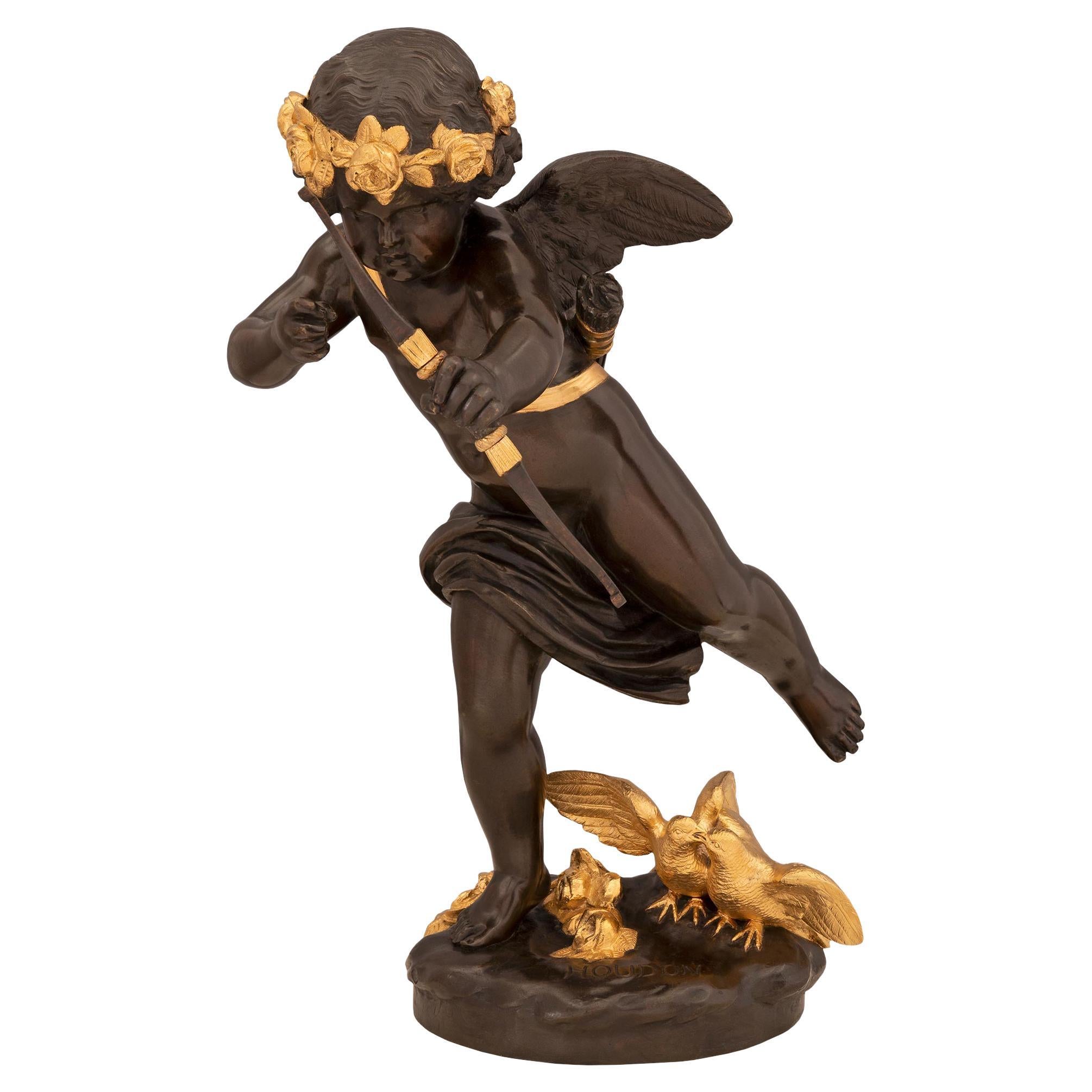 French 19th Century Louis XVI St. Bronze and Ormolu Statue, Signed Houdon For Sale