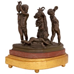 French 19th Century Louis XVI St. Bronze, Giltwood, and Marble Statue