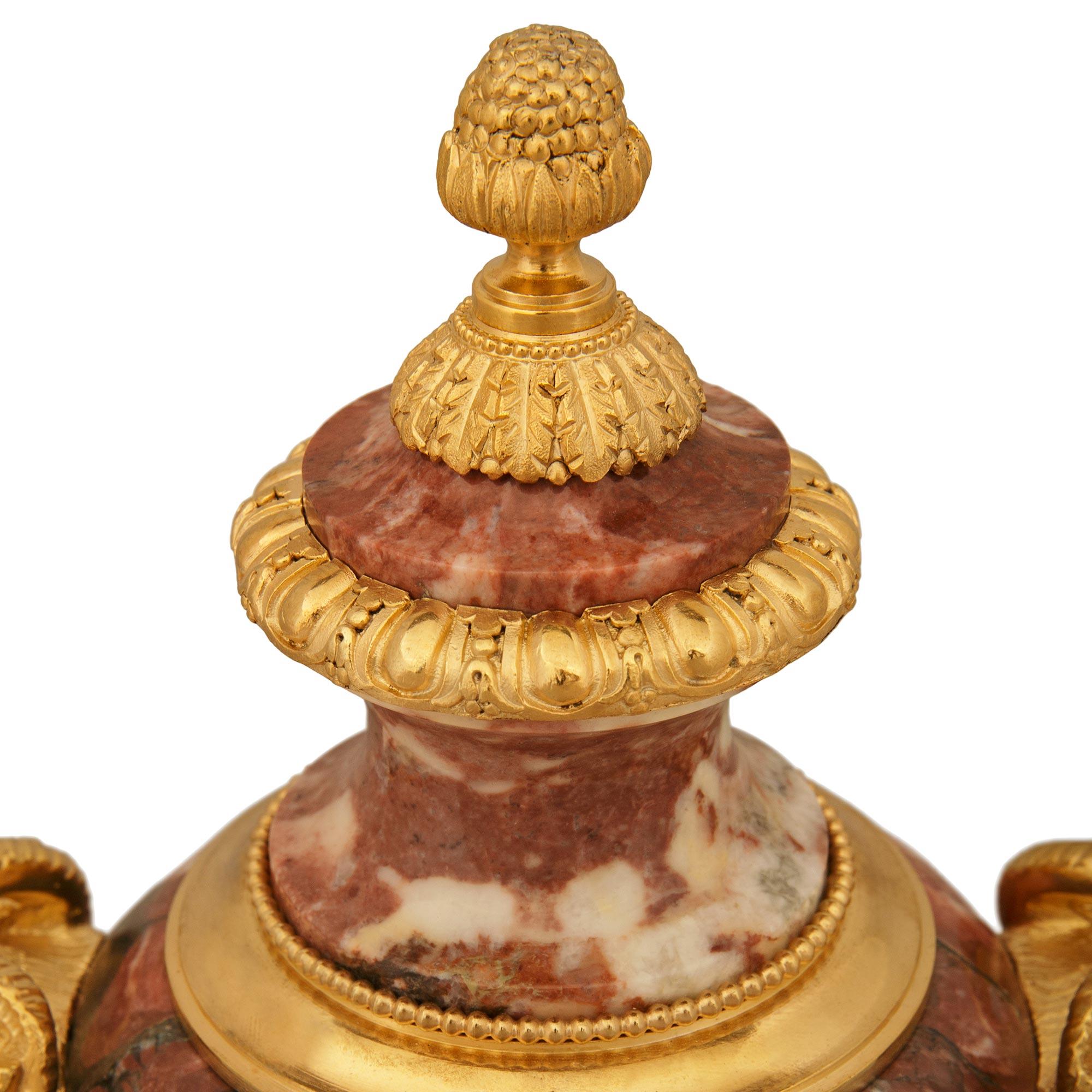 French 19th century Louis XVI st. Bronze, Marble and Ormolu clock set For Sale 1