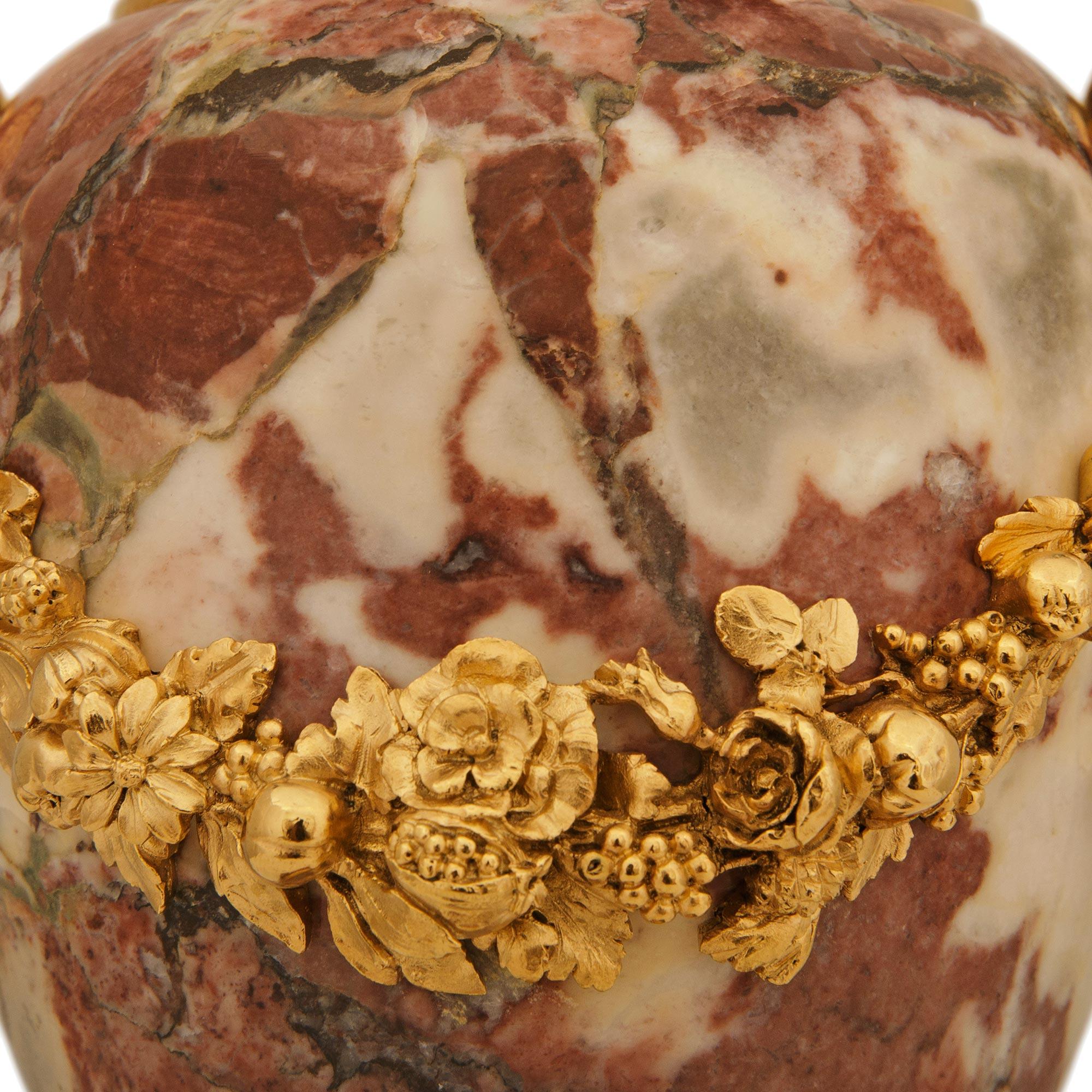 French 19th century Louis XVI st. Bronze, Marble and Ormolu clock set For Sale 2
