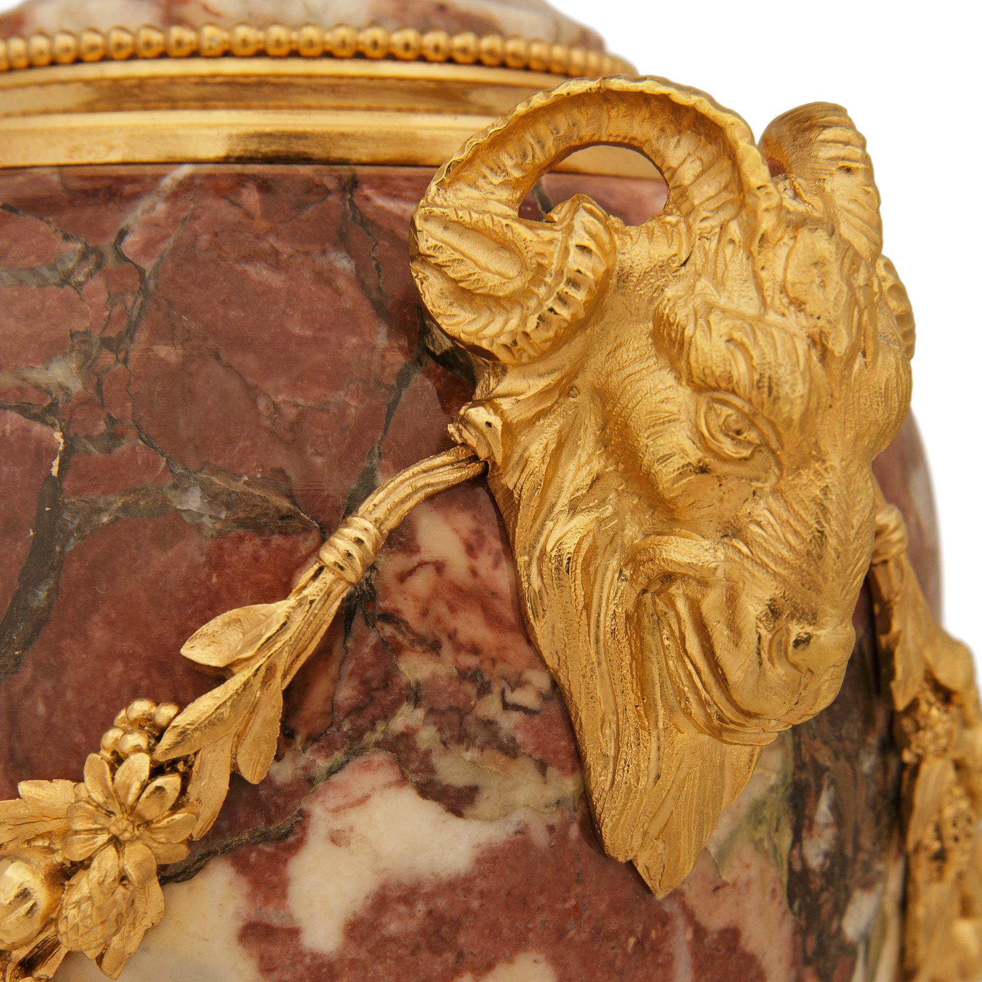 French 19th century Louis XVI st. Bronze, Marble and Ormolu clock set For Sale 3