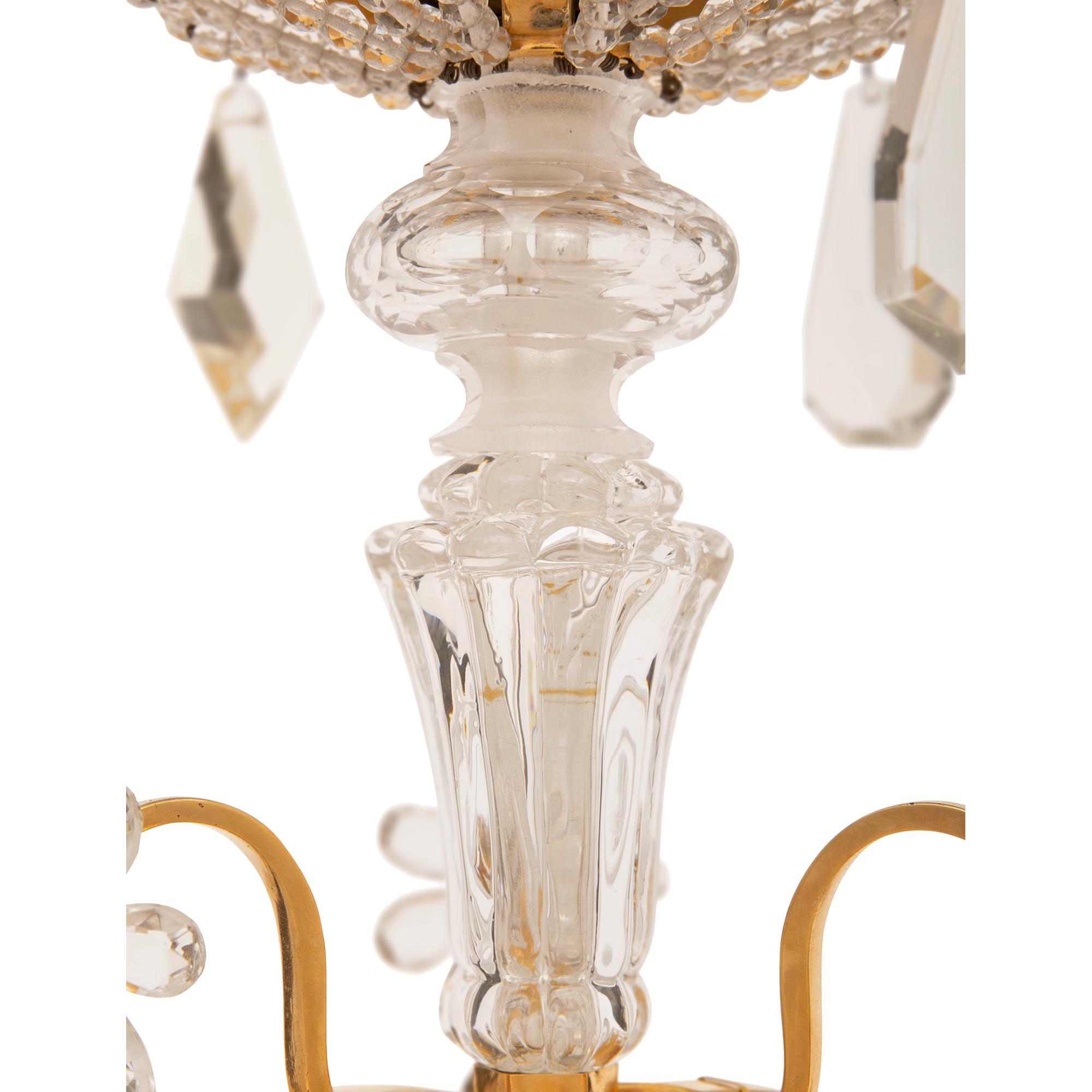 French 19th Century Louis XVI St. Bronze, Ormolu, and Crystal Chandelier For Sale 1