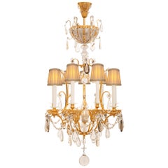 Lampadario francese del 19° secolo St. Louis Crystal in bronzo, ormeggio e cristallo