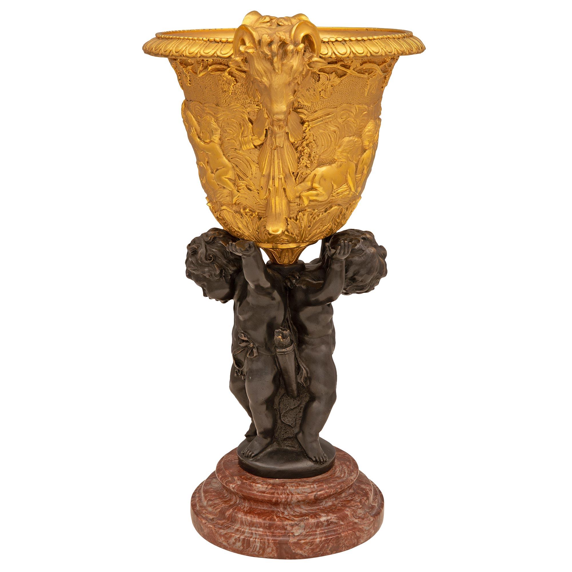 French 19th Century Louis XVI St. Bronze, Ormolu, and Marble Centerpiece In Good Condition For Sale In West Palm Beach, FL