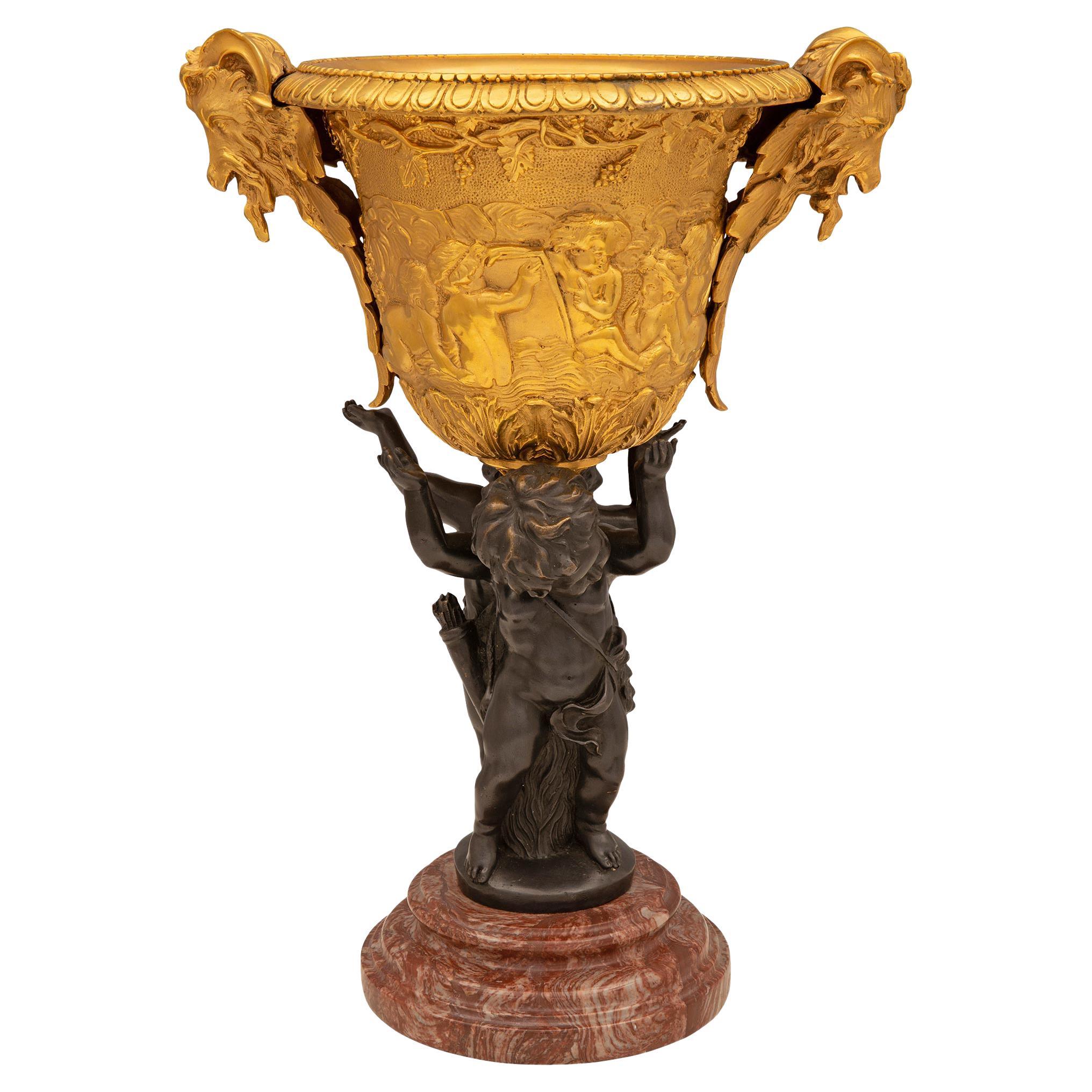 French 19th Century Louis XVI St. Bronze, Ormolu, and Marble Centerpiece For Sale