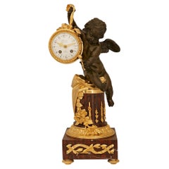 Used French 19th century Louis XVI st. Bronze, Ormolu and Marble Clock, by Denière