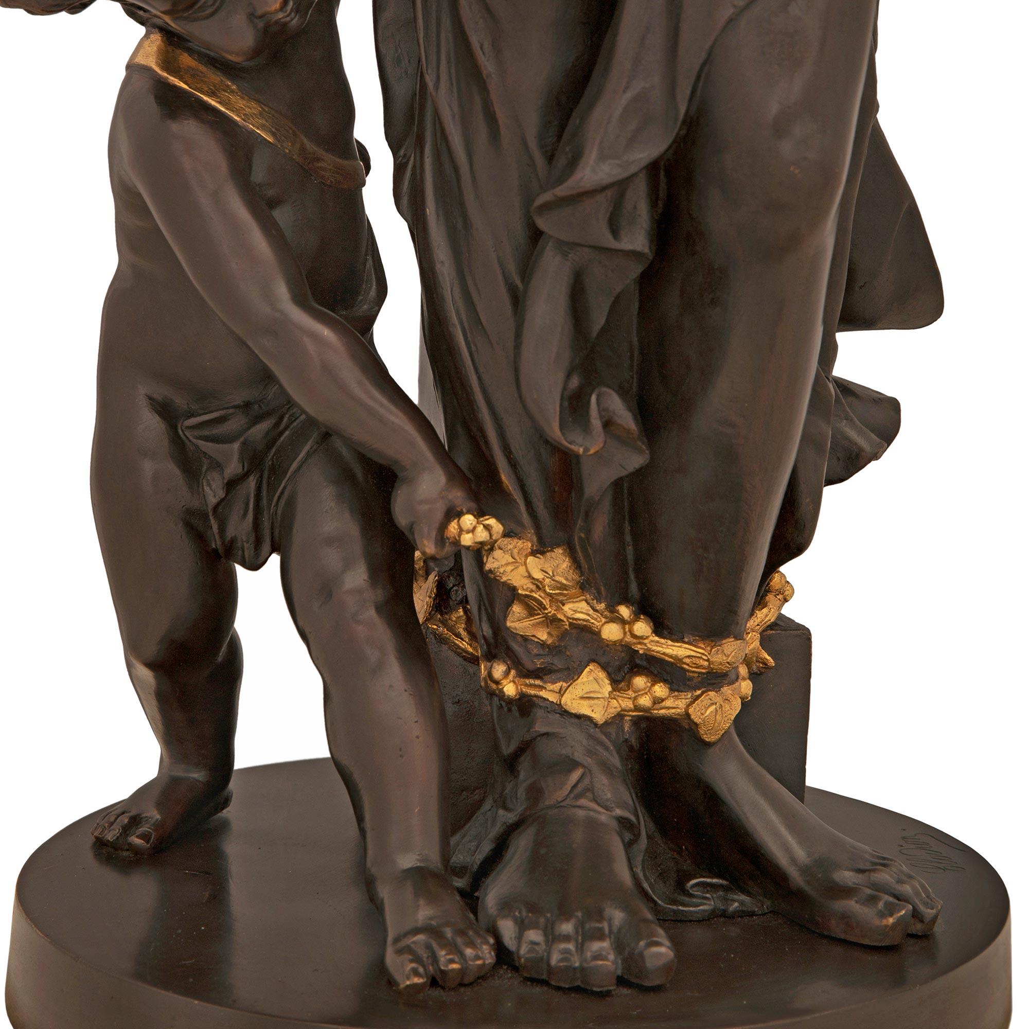 French 19th Century Louis XVI St. Bronze, Ormolu and Marble Statue For Sale 4