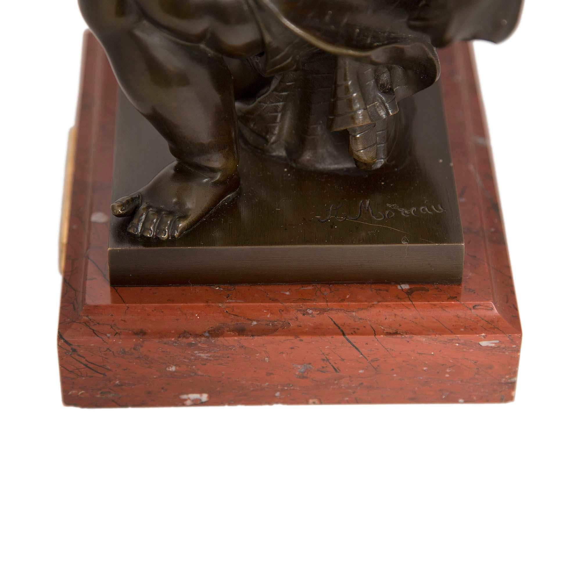 French 19th century Louis XVI st. Bronze, Ormolu and marble statue titled Amour For Sale 3