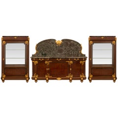 French 19th Century Louis XVI St. Buffet and Matching Vitrine Cabinets