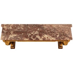 Consolle francese del XIX secolo in legno di radica, mogano, ormeggio e marmo di St.