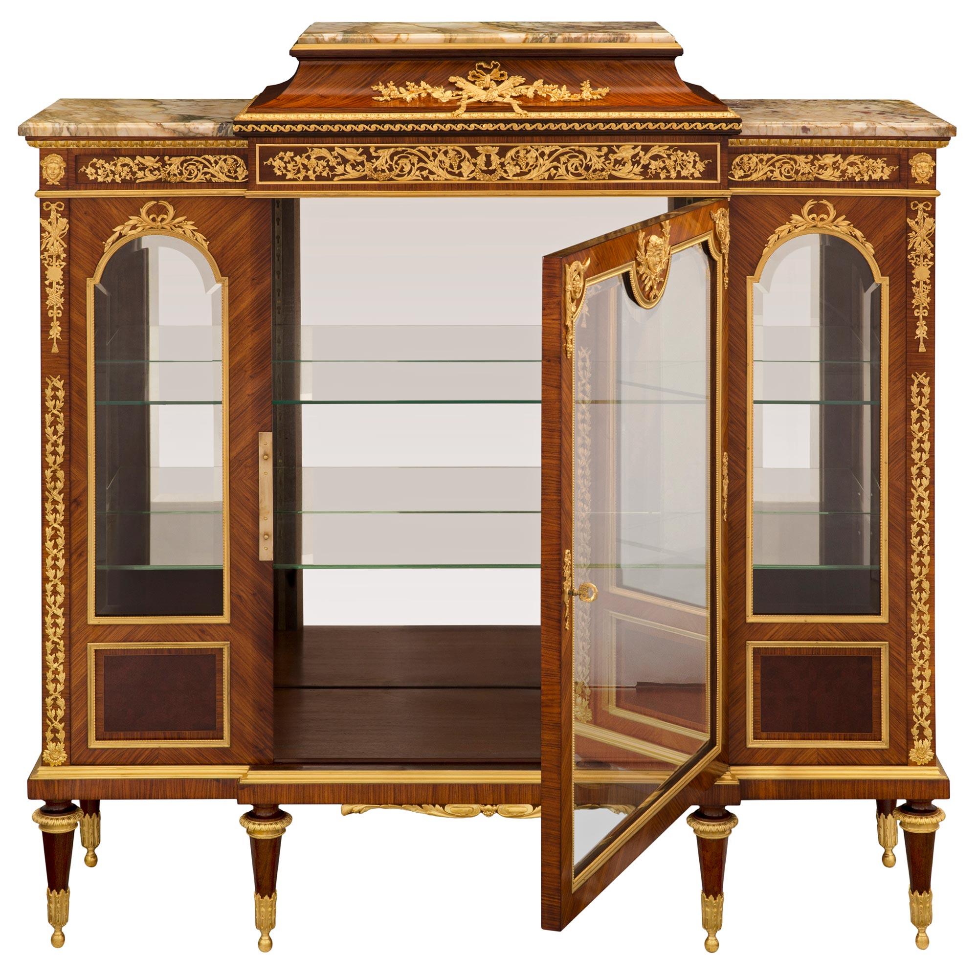 French 19th Century Louis XVI St. Cabinet Vitrine Signed François Linke In Good Condition For Sale In West Palm Beach, FL