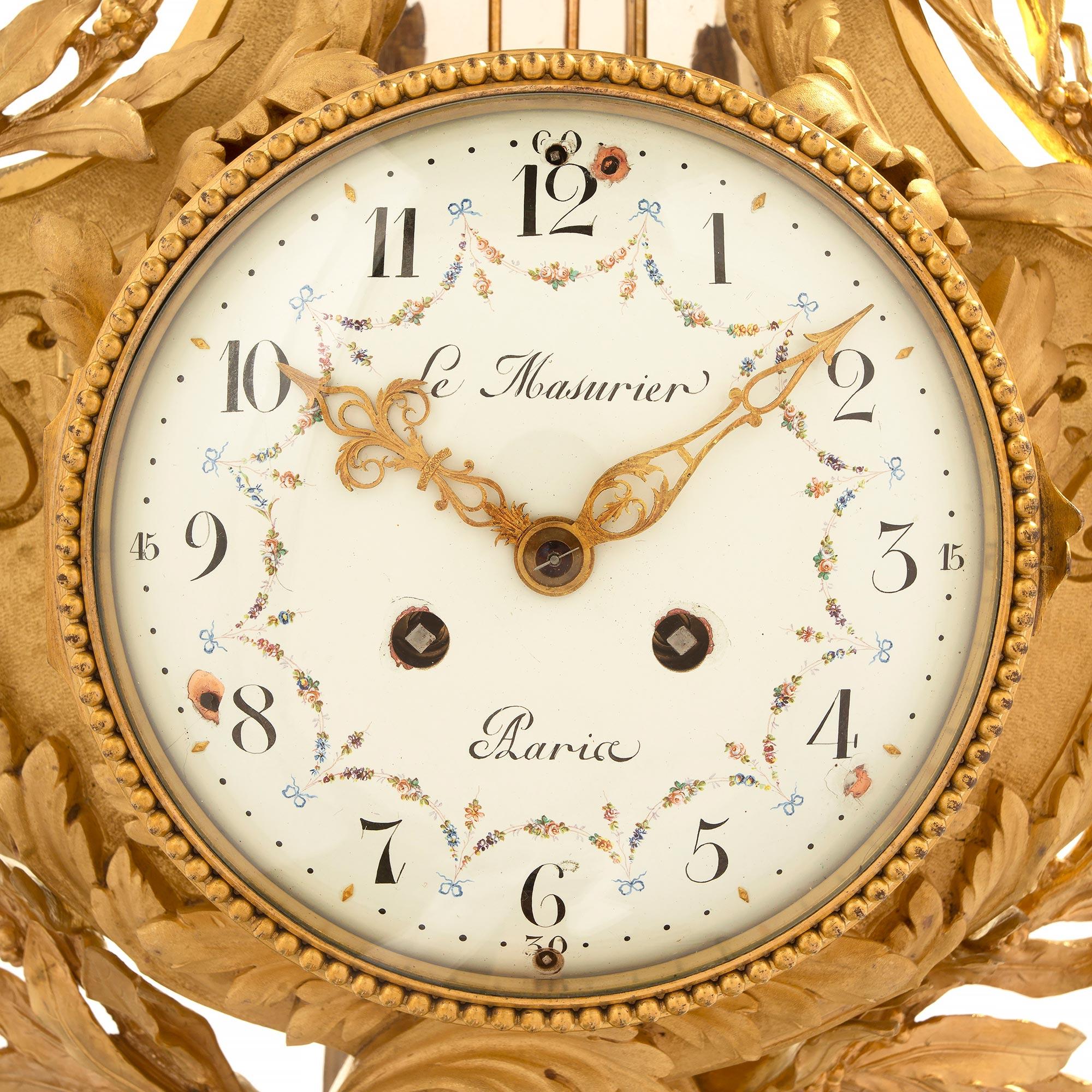 French 19th Century Louis XVI St. Cartel Clock, Signed Le Masurier Paris 1