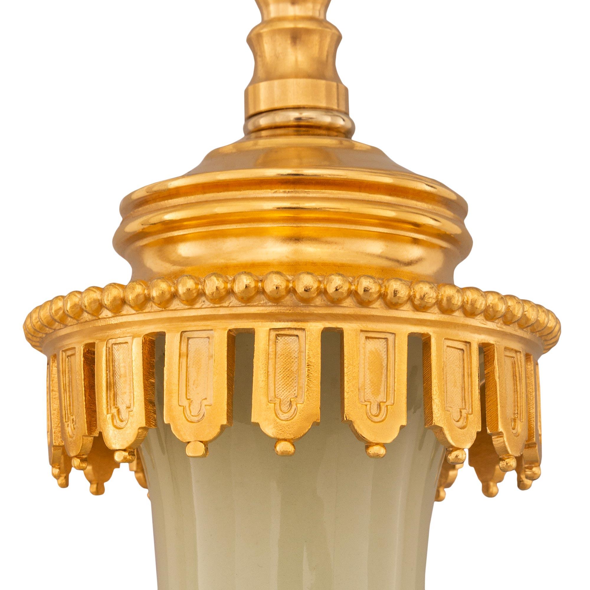 French 19th Century Louis XVI St. Celadon Porcelain And Ormolu Lamp For Sale 2