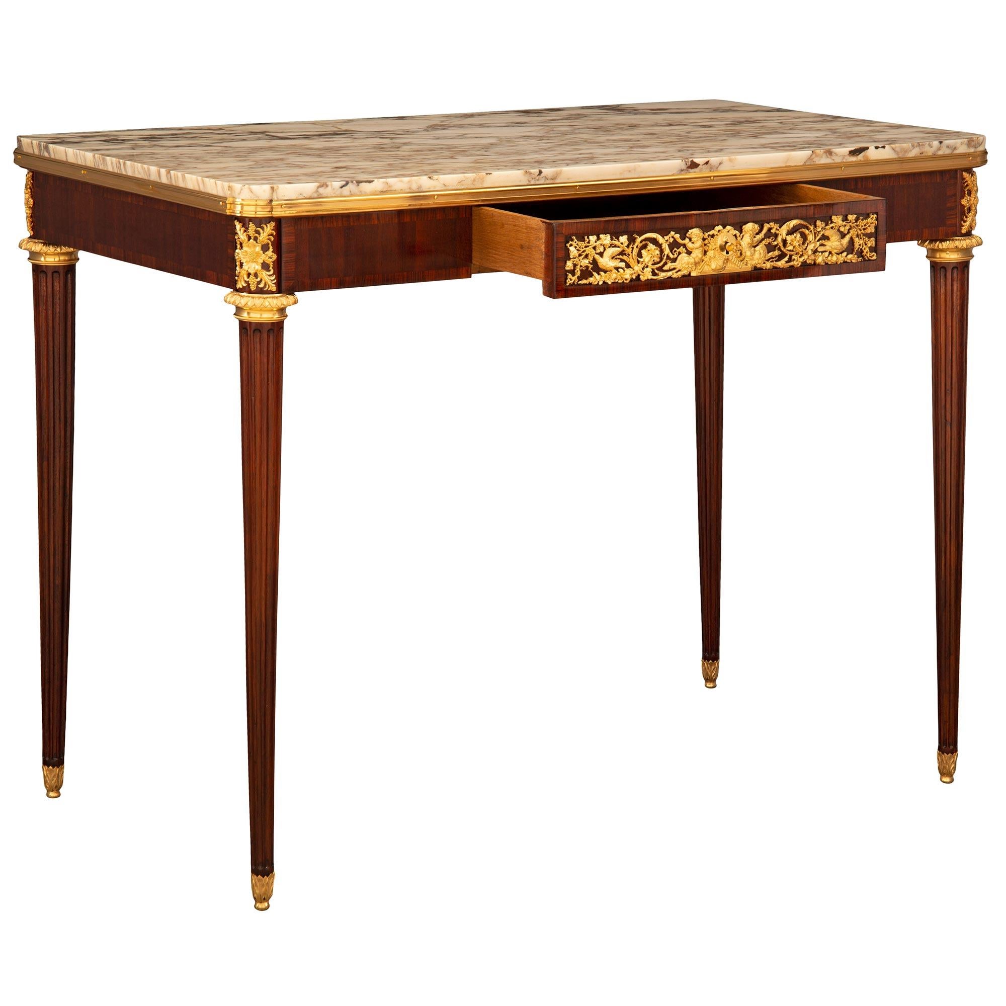 Ormolu French 19th Century Louis XVI St. Center/Side Table Attributed to François Linke For Sale