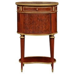 French 19th Century Louis XVI St. circa 1880 Solid Mahogany Oval Side Table