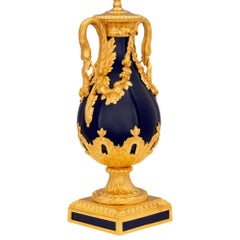 French 19th Century Louis XVI St. Cobalt Blue Sèvres Porcelain And Ormolu Lamp