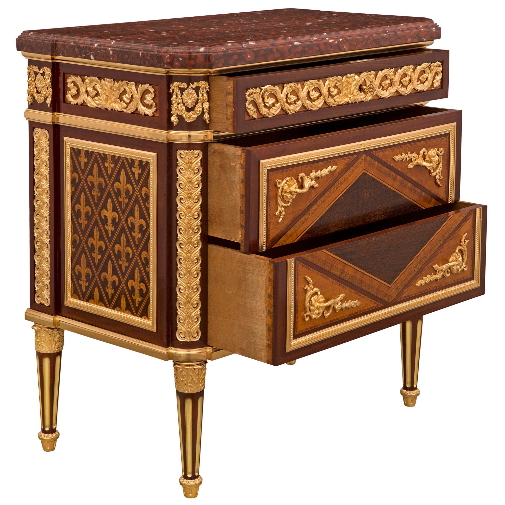 Ormolu French 19th Century Louis XVI St. Commode, Attributed To Henry Dasson For Sale