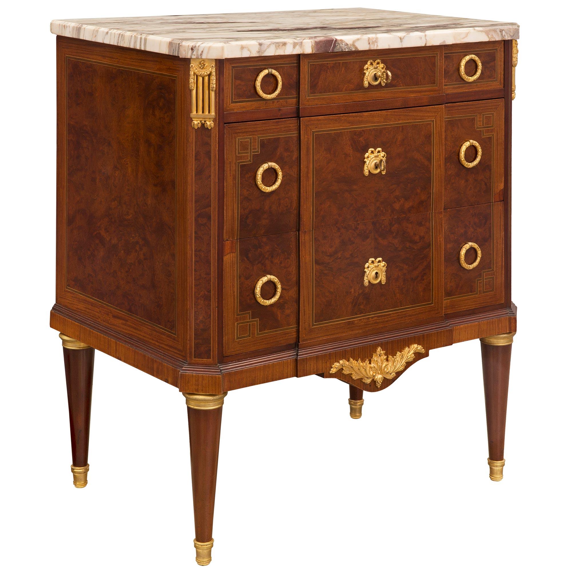 French 19th Century Louis XVI St. Crouch Mahogany and Marble Commode In Good Condition For Sale In West Palm Beach, FL