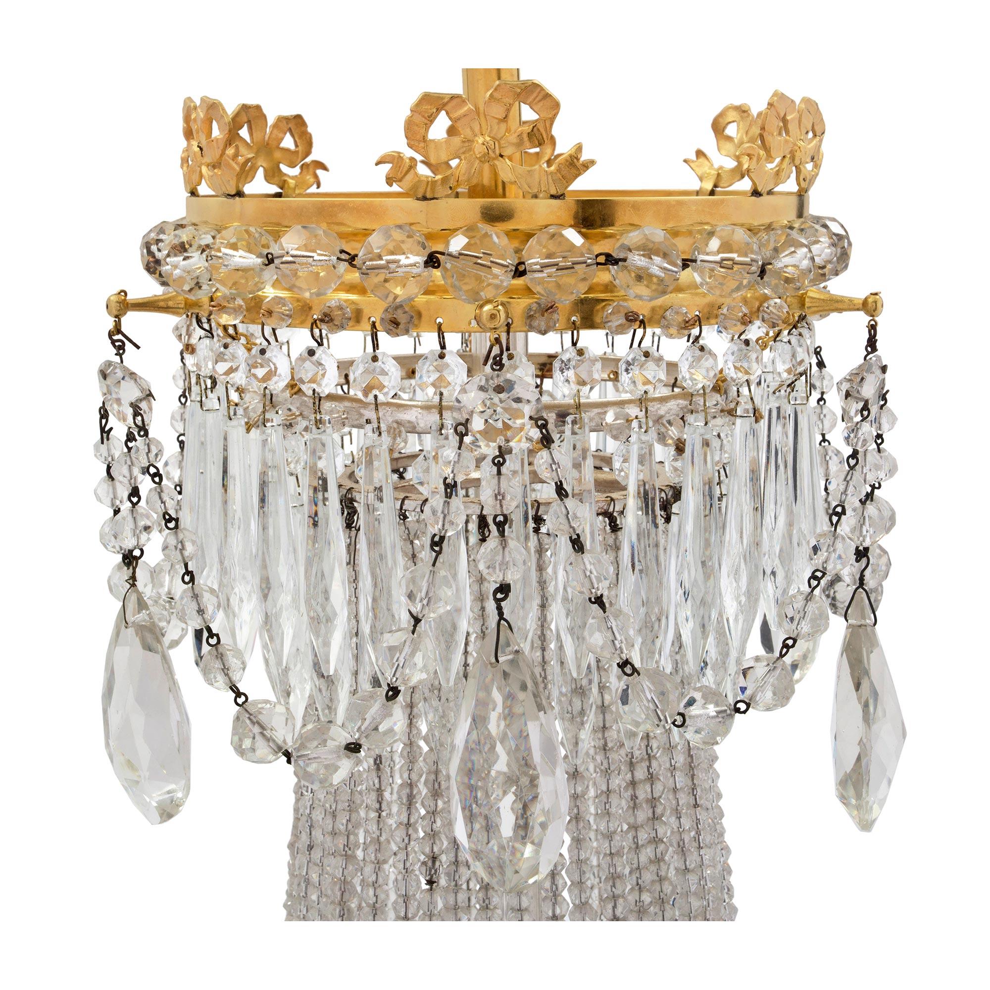 French 19th Century Louis XVI St. Crystal and Ormolu Chandelier 1