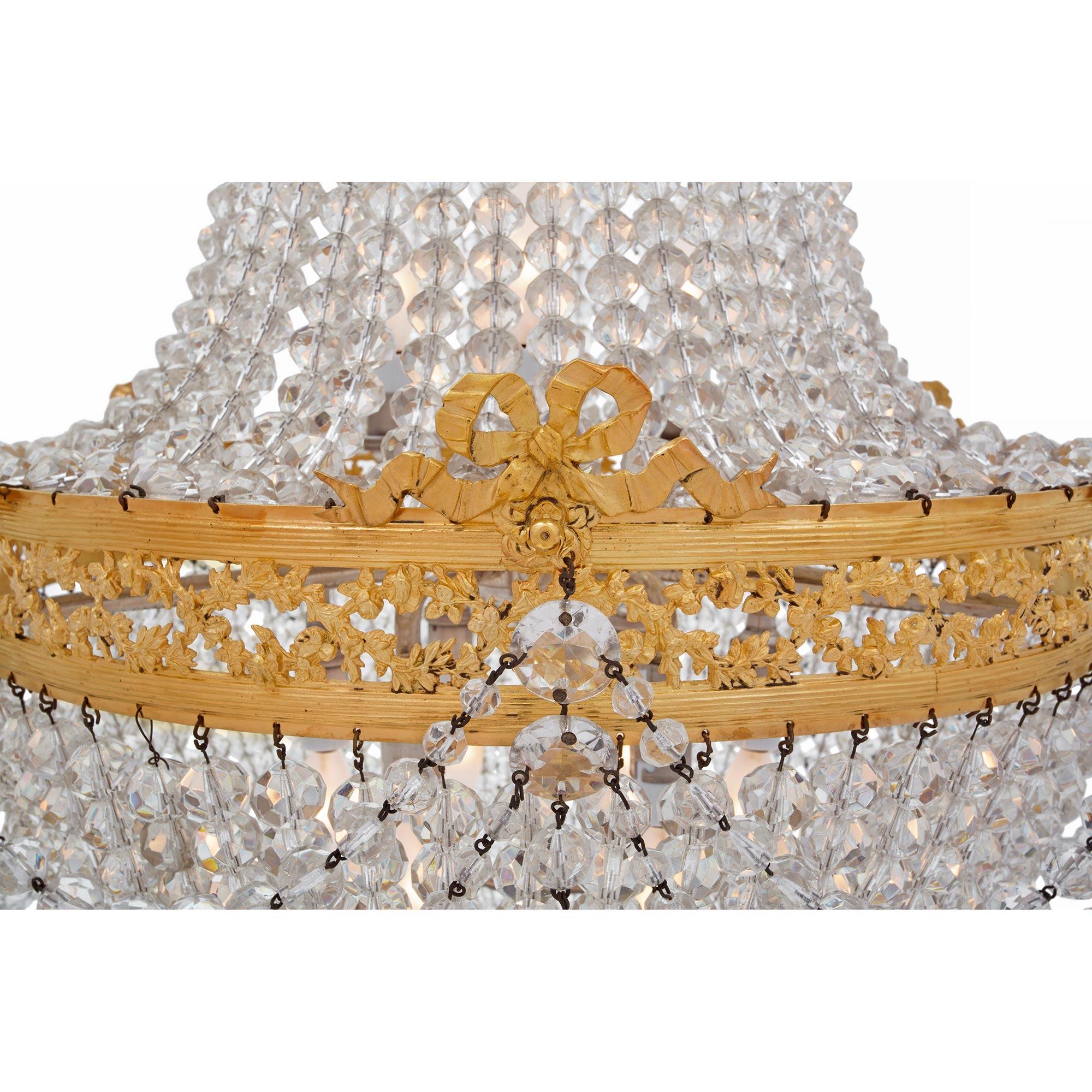 French 19th Century Louis XVI St. Crystal and Ormolu Chandelier 2