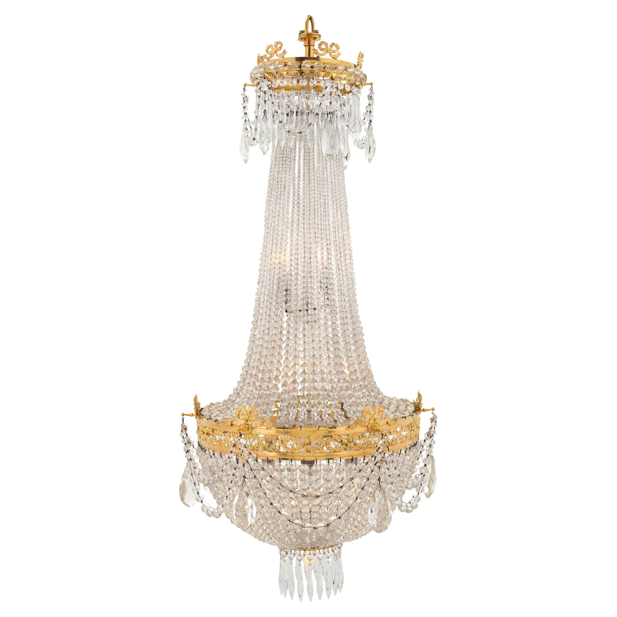 French 19th Century Louis XVI St. Crystal and Ormolu Chandelier