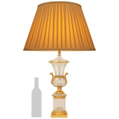French 19th century Louis XVI st. Crystal and Ormolu lamp
