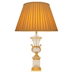 Antique French 19th century Louis XVI st. Crystal and Ormolu lamp