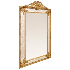 French 19th Century Louis XVI St. Double Framed Giltwood Mirror