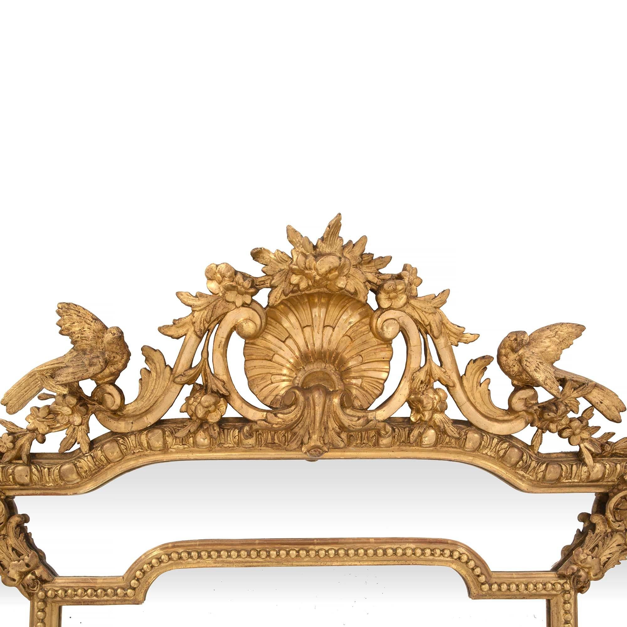 French 19th Century Louis XVI St. Double Framed Giltwood Mirror In Good Condition For Sale In West Palm Beach, FL
