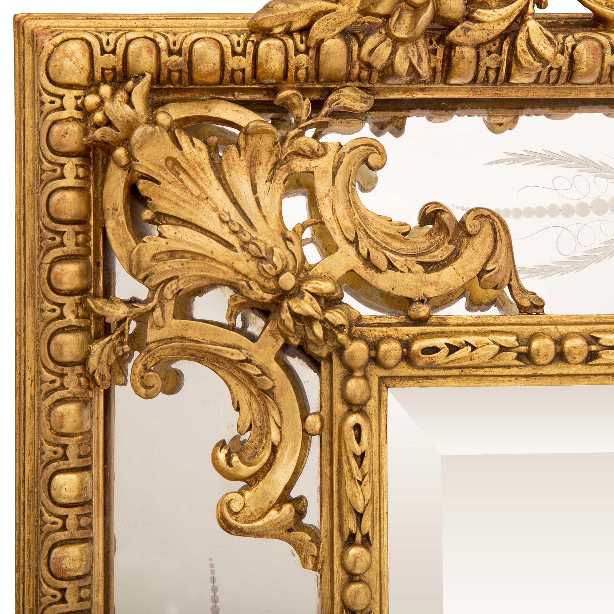 French 19th Century Louis XVI St. Double Framed Giltwood Mirror For Sale 2