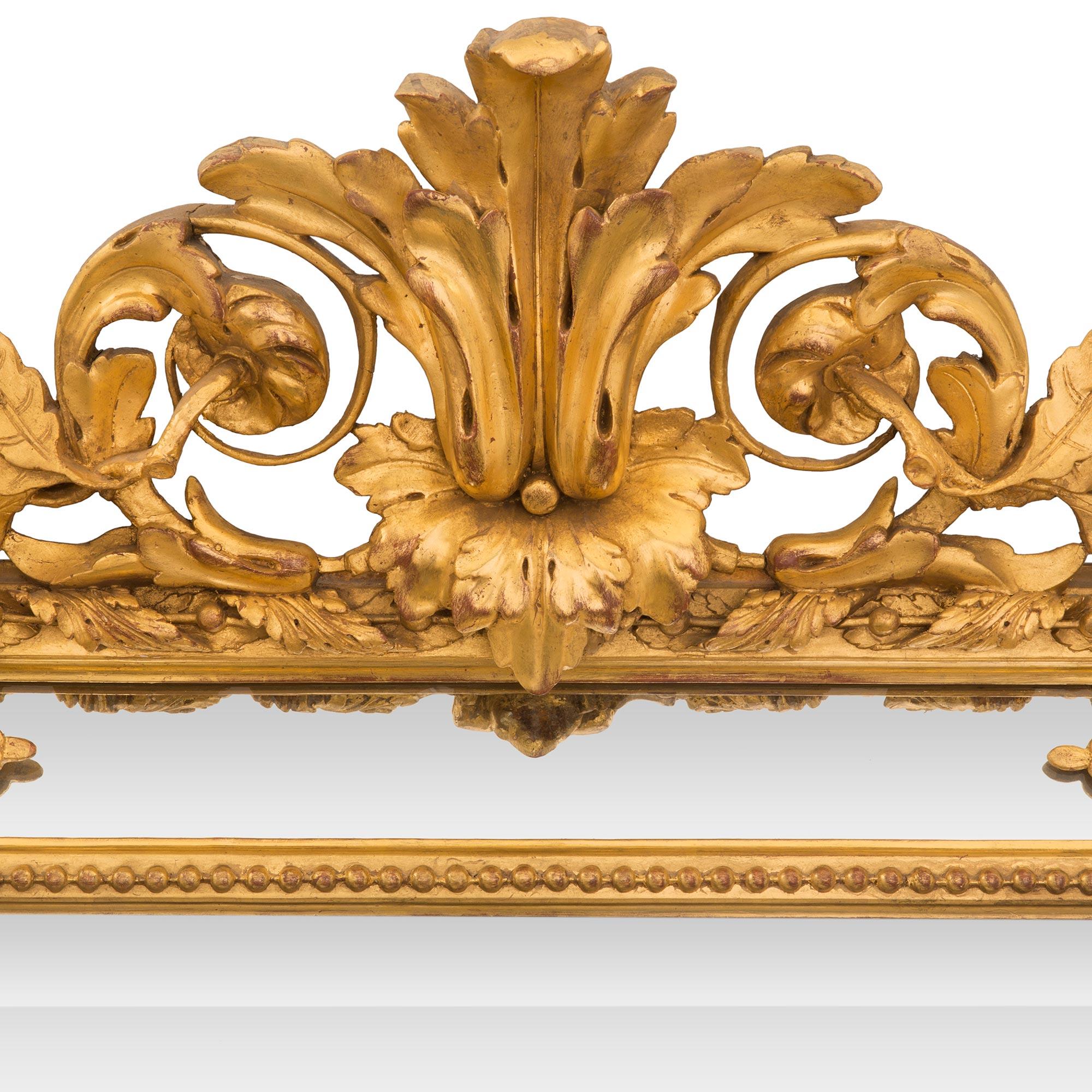Miroir français du XIXe siècle en bois doré à double cadre de style Louis XVI du XIXe siècle en vente 1