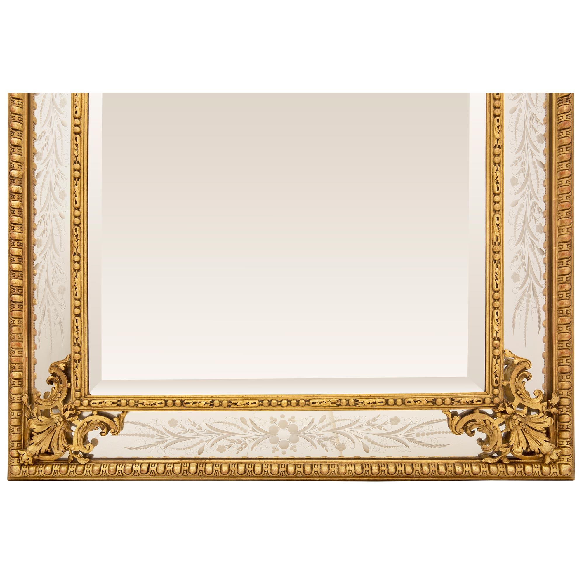 French 19th Century Louis XVI St. Double Framed Giltwood Mirror For Sale 3
