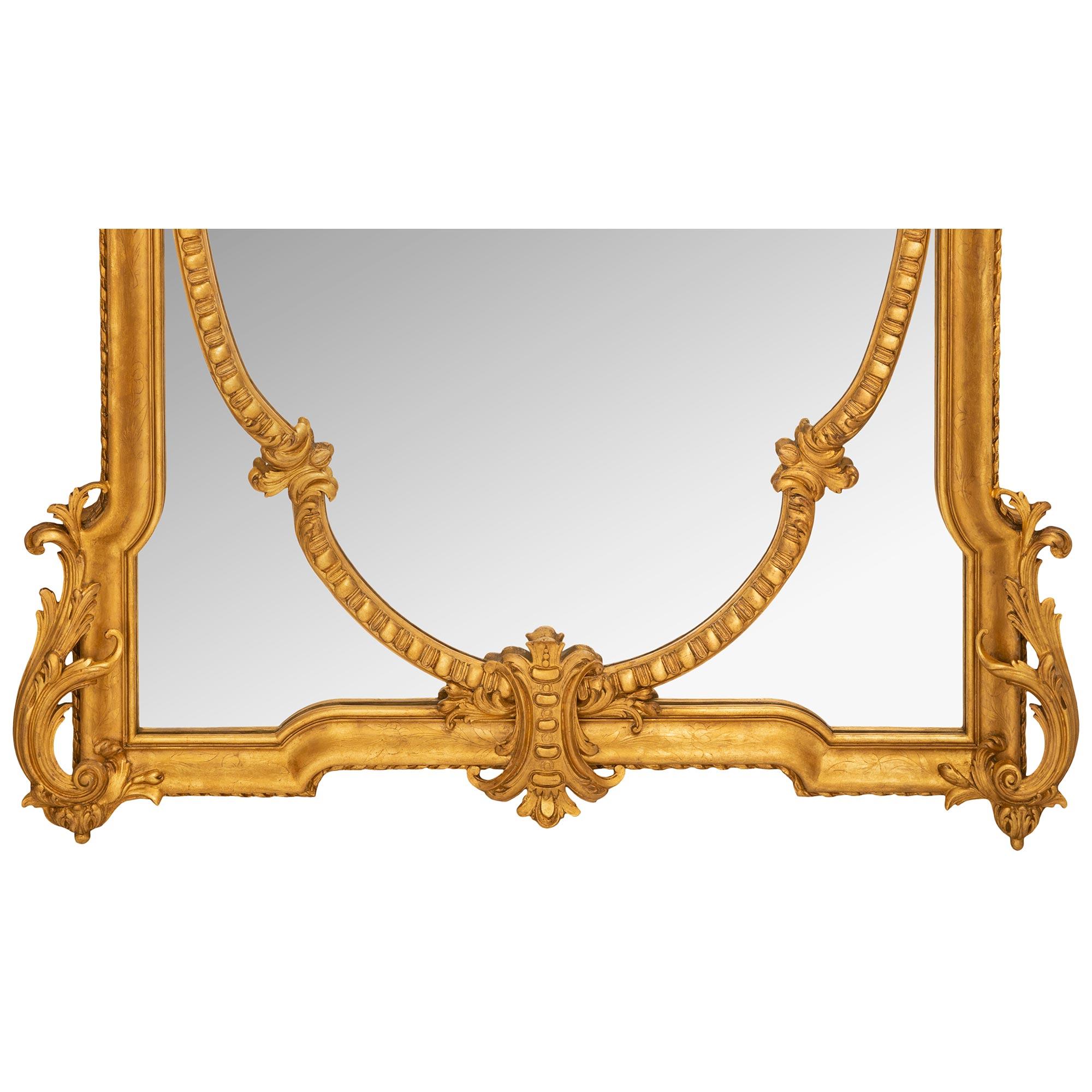 French 19th Century Louis XVI St. Double Framed Giltwood Mirror For Sale 5