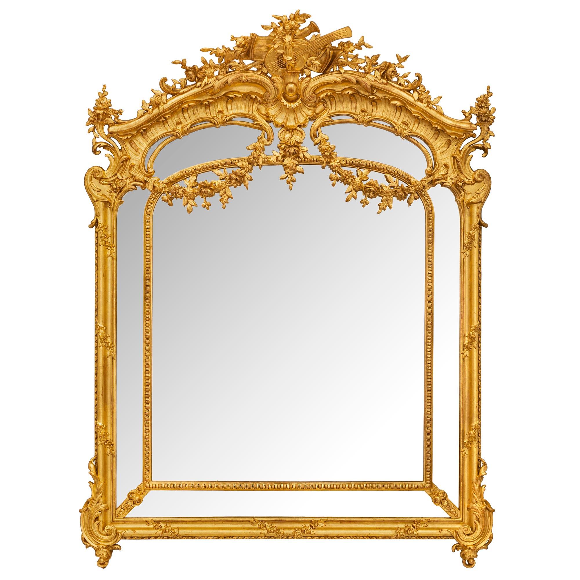Miroir français du XIXe siècle, style Louis XVI, à double cadre en bois doré en vente 5