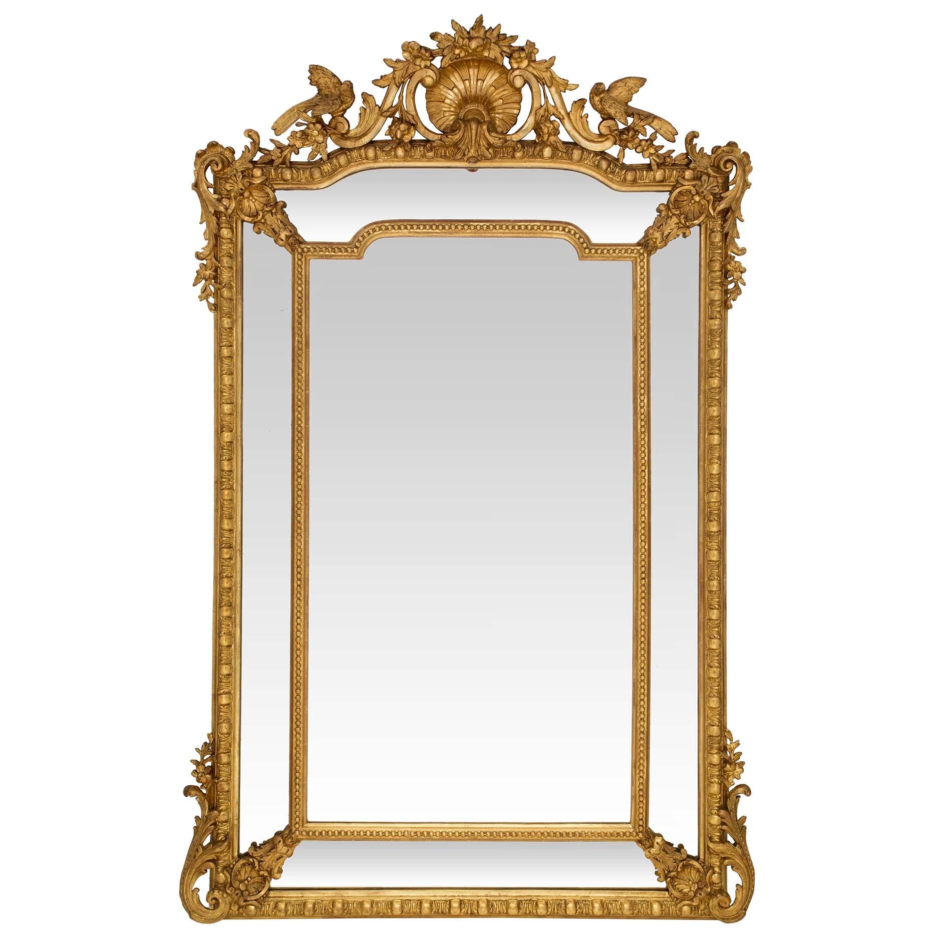 French 19th Century Louis XVI St. Double Framed Giltwood Mirror